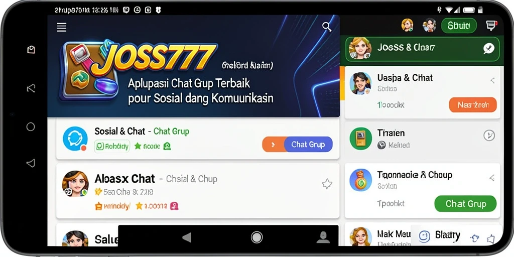 Antarmuka aplikasi JOSS777 yang memudahkan komunikasi grup.