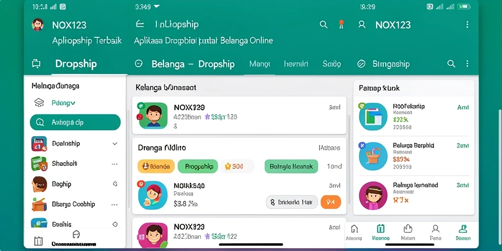 Antarmuka utama NOX123 yang sederhana dan intuitif untuk dropship.