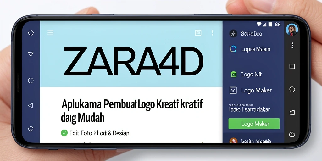 Tampilan antarmuka aplikasi ZARA4D yang intuitif untuk desain logo.